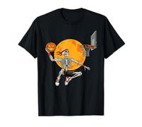 Scheletro Giocatore di Basket Dunk Divertente Halloween Zucca Palla Maglietta