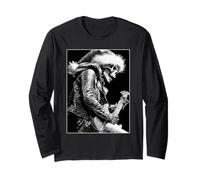 Scheletro Gotico Babbo Natale Chitarra Rocker Punk Grunge Maglia a Manica
