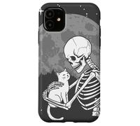 Scheletro gotico coccola gattino luna Halloween Custodia per iPhone 11