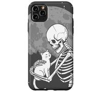 Scheletro gotico coccola gattino luna Halloween Custodia per iPhone 11 Pro Max