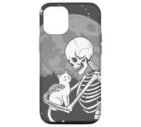 Scheletro gotico coccola gattino luna Halloween Custodia per iPhone 12/12 Pro