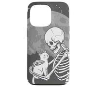 Scheletro gotico coccola gattino luna Halloween Custodia per iPhone 13 Pro