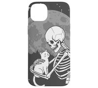 Scheletro gotico coccola gattino luna Halloween Custodia per iPhone 14 Plus
