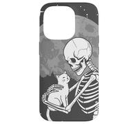 Scheletro gotico coccola gattino luna Halloween Custodia per iPhone 14 Pro