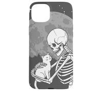 Scheletro gotico coccola gattino luna Halloween Custodia per iPhone 15 Plus