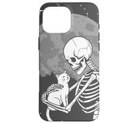 Scheletro gotico coccola gattino luna Halloween Custodia per iPhone 16 Pro Max