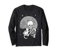 Scheletro Gotico coccola Gattino Luna Halloween Maglia a Manica