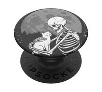 Scheletro gotico coccola gattino luna Halloween PopSockets PopGrip Adesivo