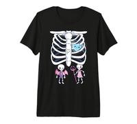 Scheletro Gravidanza Annuncio Divertente Halloween Twins XRay Maglietta Premium
