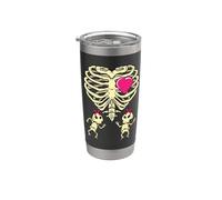Scheletro Gravidanza Divertente Ragazza Gemelli X-Ray Incinta Halloween Bicchiere termico in acciaio inox doppia parete