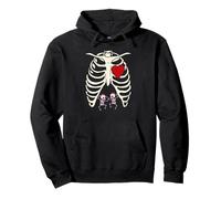 Scheletro Gravidanza Ragazza Gemelli X-Ray Incinta Halloween Felpa con Cappuccio
