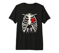 Scheletro Gravidanza Ragazza Gemelli X-Ray Incinta Halloween Maglietta Premium