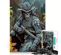 Scheletro guerriero samurai, puzzle da 1000 pezzi per adulti, gioco per esercitare la mente, svago leggero, design da assemblare, regalo stagionale 50x75cm