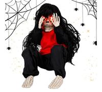 Scheletro Halloween Capelli Lunghi Pianto Attivato Dal Suono E Occhi