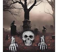 Scheletro Halloween, Halloween Decorazioni Casa Esterno Horror, Teschio, Mani Scheletro Dimensione Naturale, Corvo per Creare Un'atmosfera Spaventosa in Interni, Giardini, Cimiteri, Automobili, ecc.