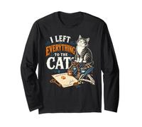 Scheletro I Left Everything To The Cat Spooky Kitty Lover Maglia a Manica