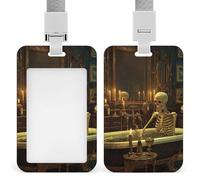 Scheletro in elegante vasca da bagno con candele porta badge identificativo clip retrattile porta carte di credito protezione nome badge targhetta per lavoro ufficio medico infermiera