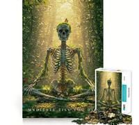 Scheletro in meditazione nella foresta, puzzle da 1000 pezzi per adulti, gioco per esercizi mentali, divertimento condiviso, taglio di precisione, opera d'arte da esporre 38x26cm