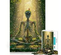 Scheletro in meditazione nella foresta - Puzzle da 1000 pezzi per adulti - Regalo - Gioco per allenare la mente - Rilassamento - Arte - Assemblaggio - Regalo memorabile 38x52cm