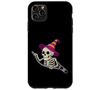 Scheletro in un cappello da strega emergente da una cerniera per Halloween Custodia per iPhone 11 Pro Max