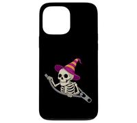 Scheletro in un cappello da strega emergente da una cerniera per Halloween Custodia per iPhone 13 Pro Max