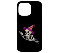 Scheletro in un cappello da strega emergente da una cerniera per Halloween Custodia per iPhone 14 Pro Max