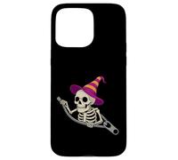 Scheletro in un cappello da strega emergente da una cerniera per Halloween Custodia per iPhone 15 Pro Max