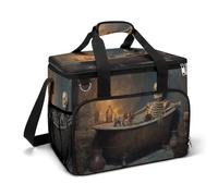 Scheletro in una vecchia vasca da bagno da campeggio borsa termica isolata da spiaggia refrigeratori portatili a prova di perdite borse con tracolla