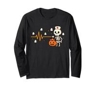 Scheletro Infermiera Halloween Zucca Fantasma RN Infermieristica Studente Maglia a Manica