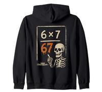Scheletro infestato 67 Meme Spooky Matematica 6x7 Halloween Classroom Felpa con Cappuccio