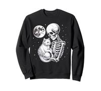 Scheletro inquietante abbraccia Gattino Halloween Goth Felpa