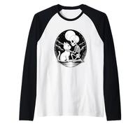 Scheletro Kitty Halloween Kawaii Goth Maglia con Maniche Raglan