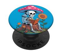 Scheletro Lettura del libro Floral Nature Floral PopSockets PopGrip Adesivo