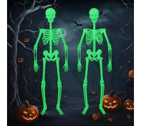 Scheletro Luminoso Halloween, 2 Pezzi Fluorescenti Decorazioni Horror, 33 CM Decorazione Teschio Luminoso Appendibile, Adatte per Feste di Halloween, Crnevali, Eventi a Tema Horror