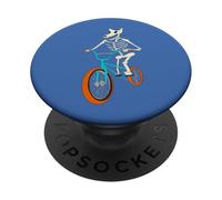Scheletro lupo mannaro in sella a una bici BMX PopSockets PopGrip Adesivo