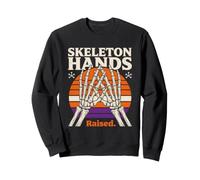 Scheletro Mani Alzate Retro Halloween Tram Felpa