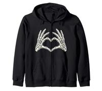 Scheletro Mani Cuore Spooky Halloween Love Felpa con Cappuccio