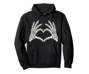 Scheletro Mani Cuore Spooky Halloween Love Felpa con Cappuccio