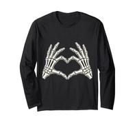 Scheletro Mani Cuore Spooky Halloween Love Maglia a Manica