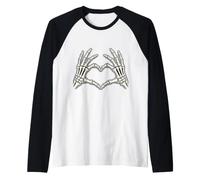 Scheletro Mani Cuore Spooky Halloween Love Maglia con Maniche Raglan