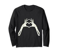 Scheletro Mani Formando Cuore Spettrale Halloween Love Maglia a Manica
