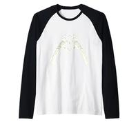 Scheletro Mani Formando Cuore Spettrale Halloween Love Maglia con Maniche Raglan