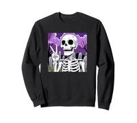 Scheletro Mano Segno della Pace Anime Halloween all Hallows Eve Felpa
