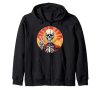 Scheletro Mano Segno della Pace, Scheletro di Halloween Mani della Pace Felpa con Cappuccio