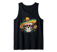 Scheletro Maracas Sombrero partito messicano Dia De Los Muertos Canotta