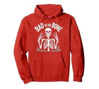 Scheletro Men Bad to The Bone Rock Skull Graphic Felpa con Cappuccio, Unisex per Adulti, Rosso, L