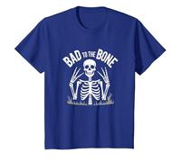 Scheletro Men Bad to The Bone Rock Skull Graphic Maglietta, Bambini, Blu Reale, 2 Anni