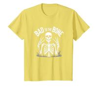 Scheletro Men Bad to The Bone Rock Skull Graphic Maglietta, Bambini, Limone, 8 Anni