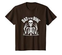 Scheletro Men Bad to The Bone Rock Skull Graphic Maglietta, Bambini, Marrone, 2 Anni