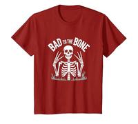 Scheletro Men Bad to The Bone Rock Skull Graphic Maglietta, Bambini, Mirtillo Rosso, 4 Anni